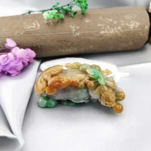 天然翡翠A貨三彩把件