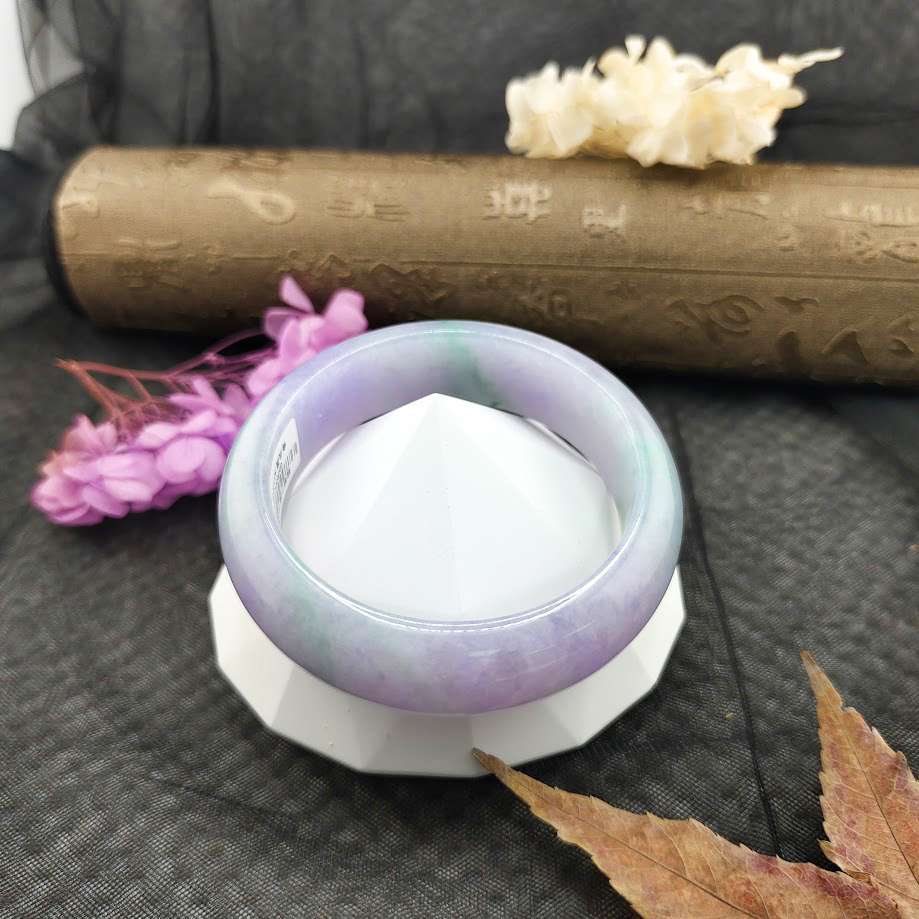 寬版春帶彩翡翠手鐲:圖片 2