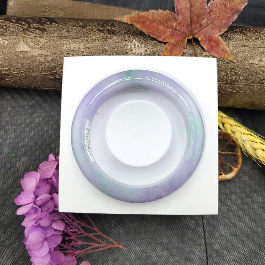 寬版春帶彩翡翠手鐲:圖片 4