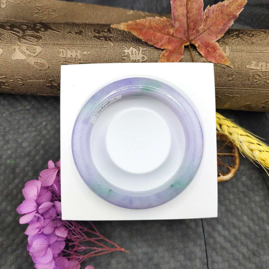 寬版春帶彩翡翠手鐲:圖片 5