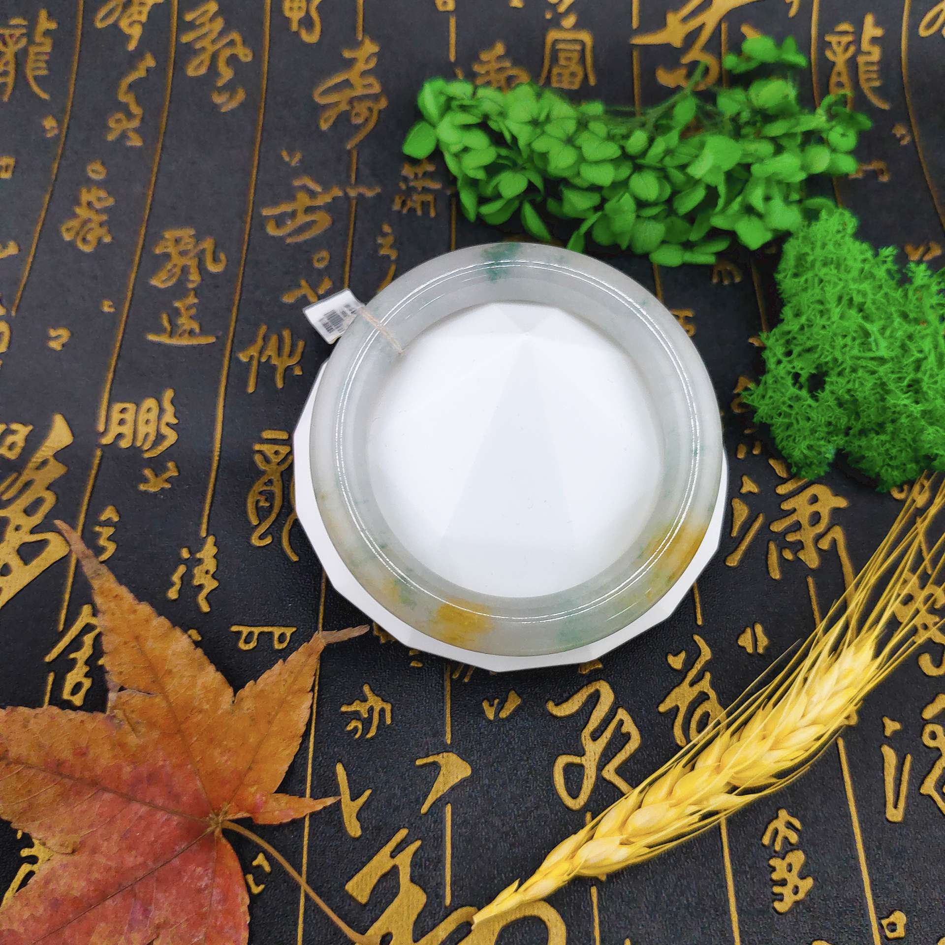 翡翠A貨三彩圓骨鐲17.9圍:圖片 2