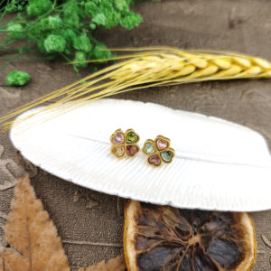 天然碧璽耳釘925銀