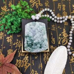 翡翠A貨飄花山水牌