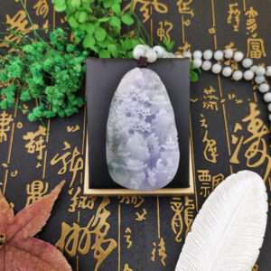 紫羅蘭A貨翡翠山水牌