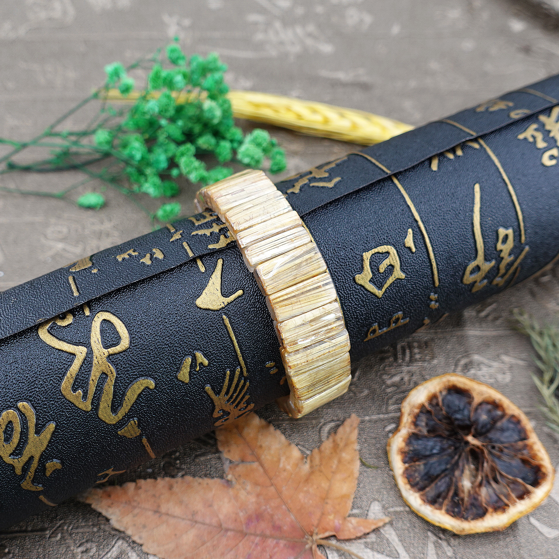 天然招財滿絲鈦晶手排