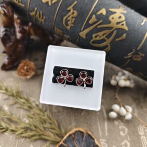 天然紅石榴耳釘