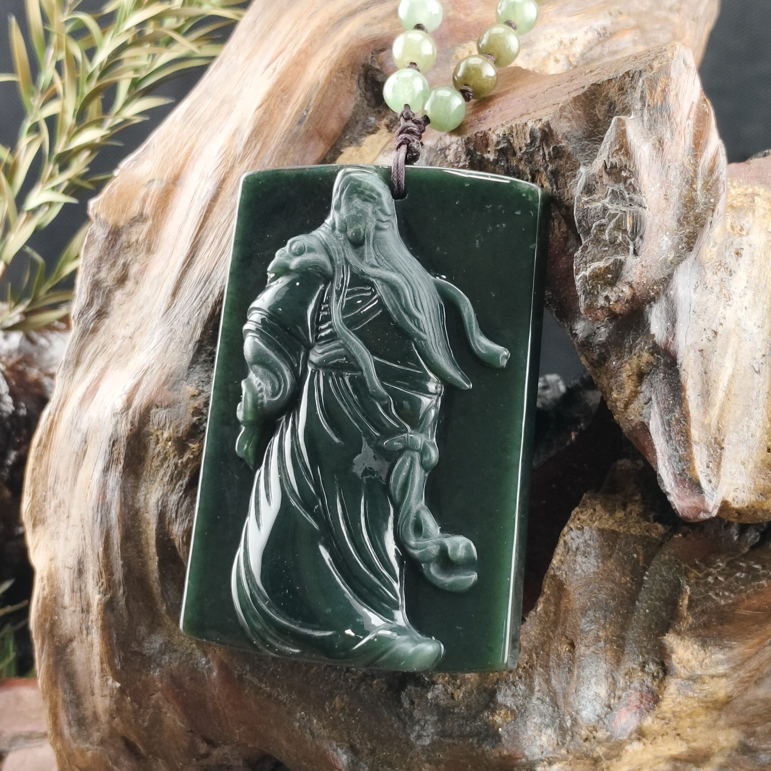 和田玉關公珠鍊