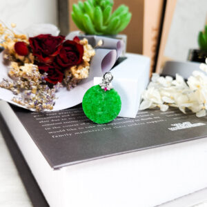 天然翡翠圓月牌吊墜18K