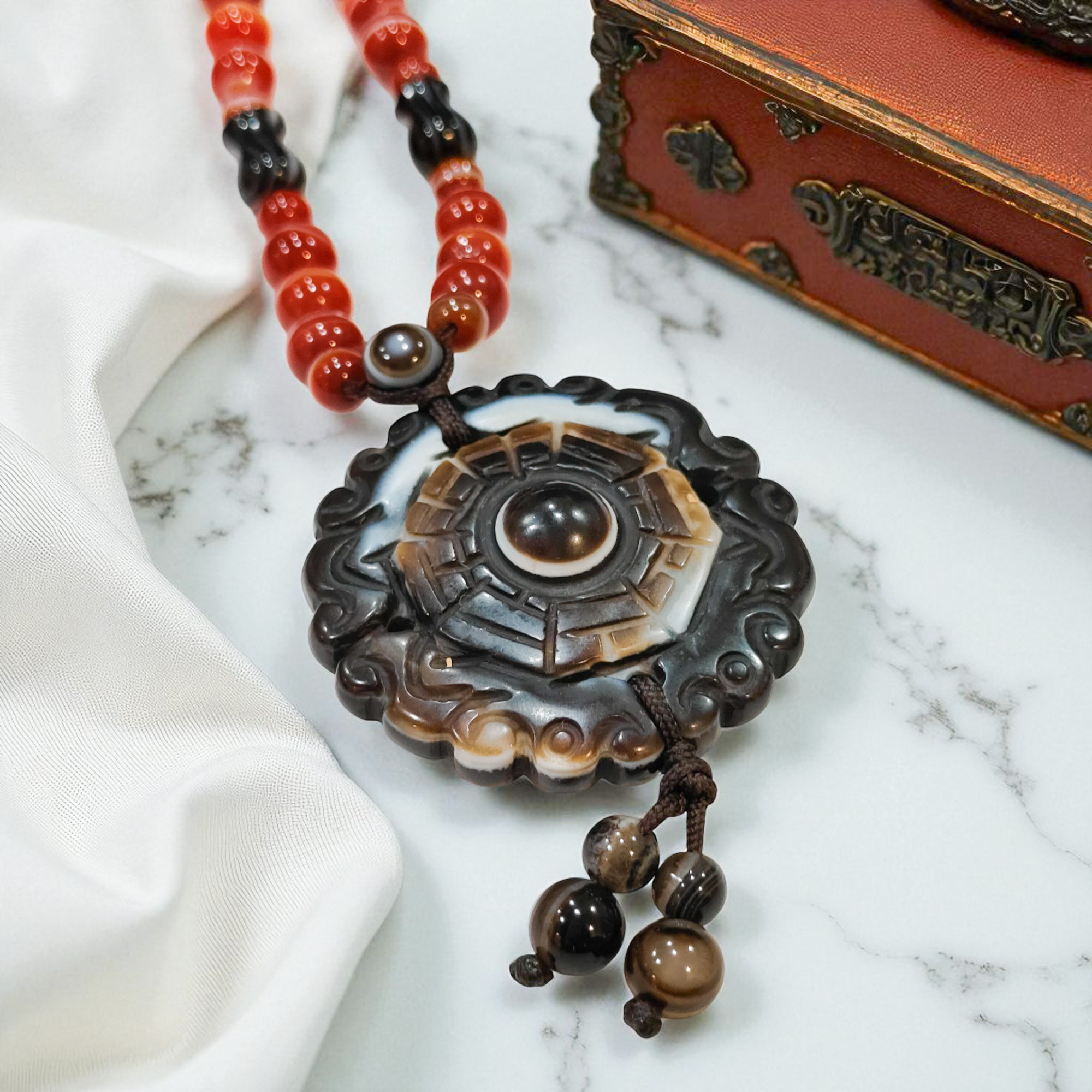 天然瑪瑙八卦天眼天珠» 振晶店翡翠珠寶