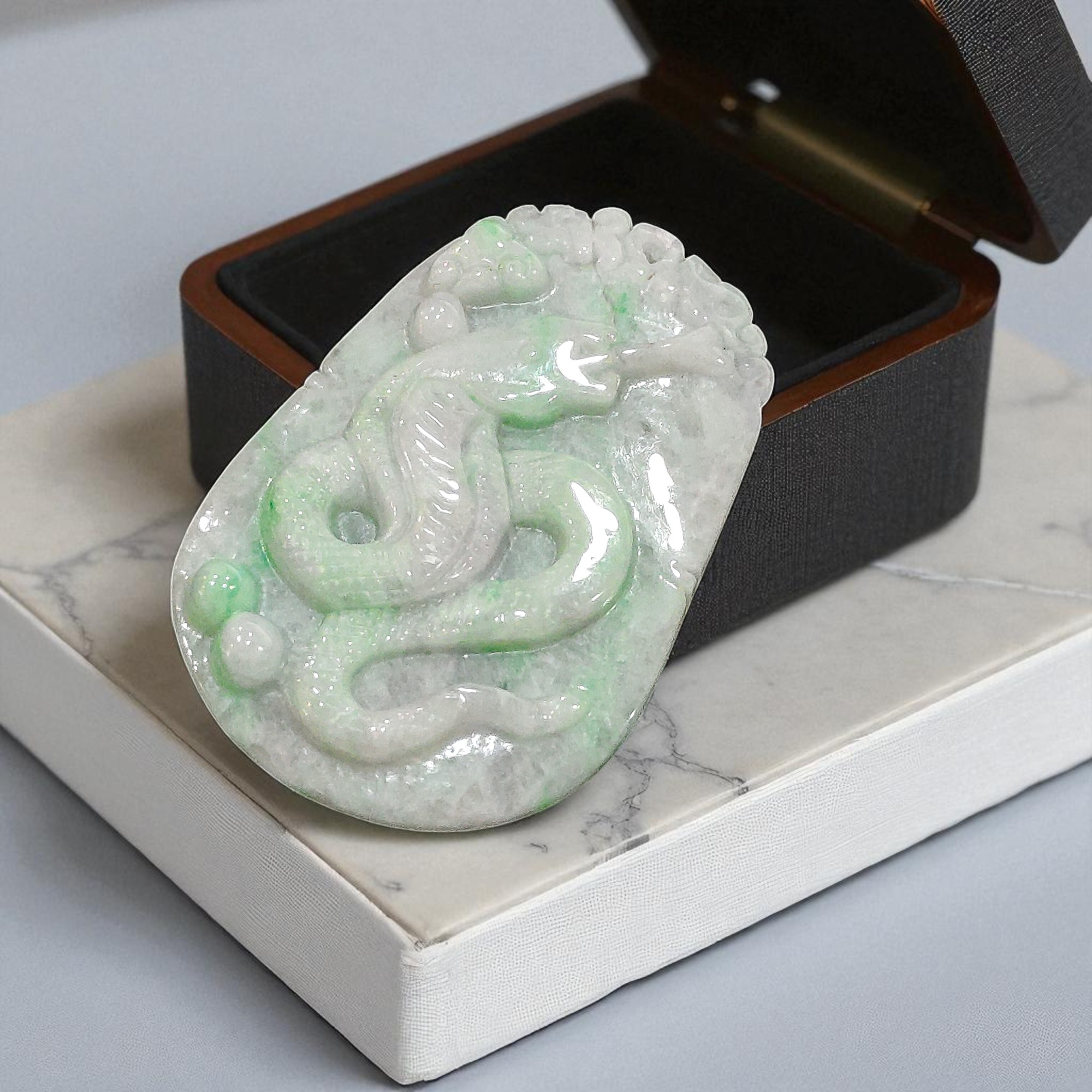 天然A貨翡翠生肖玉牌(蛇):圖片 5
